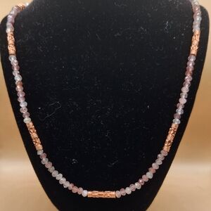 Strawberry Quartz and Copper Beaded Necklace